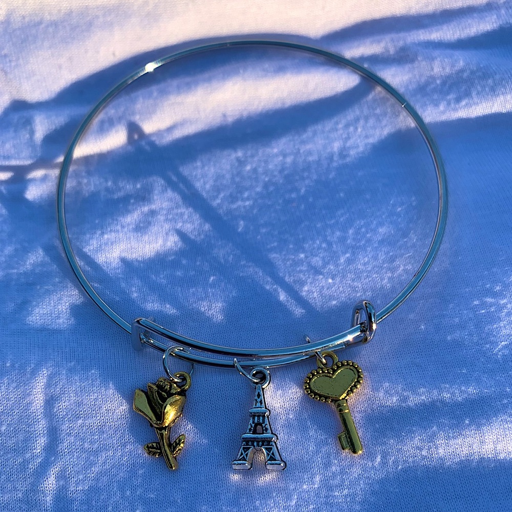 Brand New! Handmade! Adjustable Charm Bangle Bracelet!